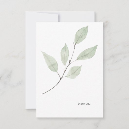 Waterverf Greenery Custom White Bedankkaart (Voorkant)