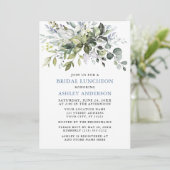 Waterverf Greenery Dusty Blue Bridal Luncheon Kaart (Staand voorkant)