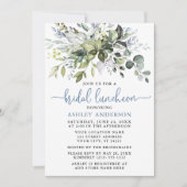 Waterverf Greenery Dusty Blue Bridal Luncheon Kaart (Voorkant)