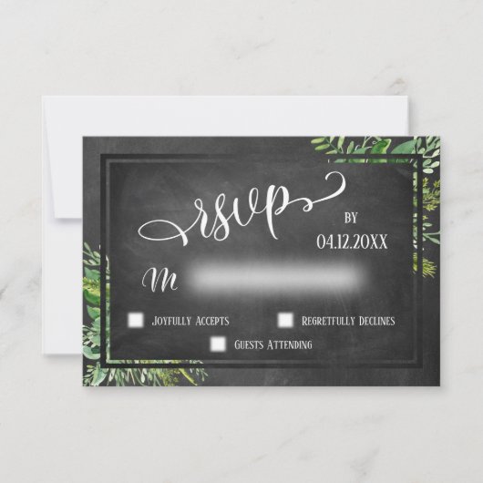 Waterverf Greenery en Chalkboard RSVP (Voorkant)