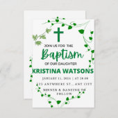 Waterverf Greenery en Flowers Baptisme Kaart (Voorkant / Achterkant)