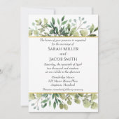Waterverf Greenery en Gold Botanical Wedding Kaart (Voorkant)