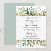 Waterverf Greenery en Gold Botanical Wedding Kaart (Voorkant / Achterkant)
