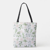 Waterverf Greenery en White Flowers Pattern Draagtas (Achterkant)