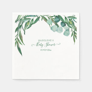 Waterverf Greenery, Eucalyptus Baby shower Servet