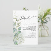 Waterverf Greenery Eucalyptus Gold Wedding Informatiekaartje (Staand voorkant)