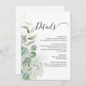 Waterverf Greenery Eucalyptus Gold Wedding Informatiekaartje (Voorkant / Achterkant)