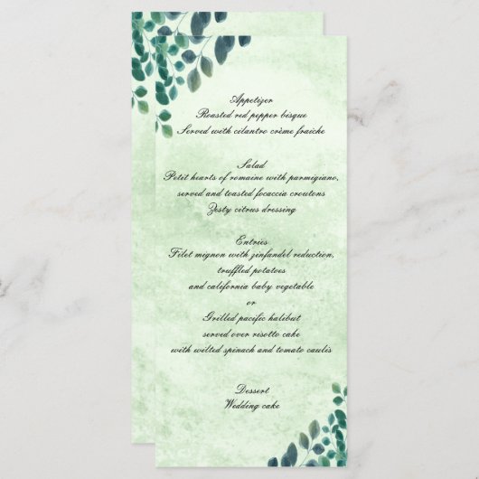 Waterverf Greenery Eucalyptus Leaves Wedding Menu (Voorkant / Achterkant)