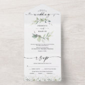 Waterverf Greenery Eucalyptus Wedding All In One Uitnodiging (Binnen)