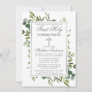 Waterverf Greenery First Communy Silver Kaart