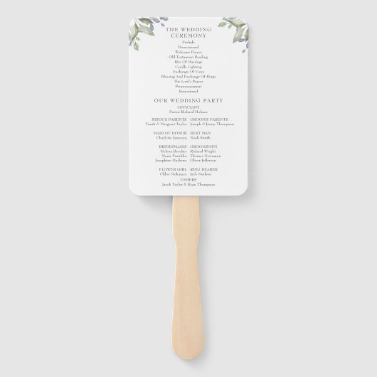 Waterverf Greenery Floral Wedding Programme Handwaaier (Achterkant)