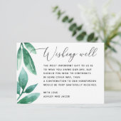 Waterverf greenery foliage bruiloft die goed wenst informatiekaartje (Staand voorkant)