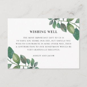 Waterverf greenery foliage bruiloft die goed wenst informatiekaartje