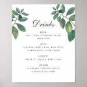 Waterverf greenery foliage bruiloft drink poster (Voorkant)
