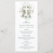 Waterverf Greenery Foliage Cross Baptism Menu (Voorkant)