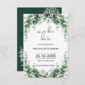 Waterverf Greenery Foliage Eucalyptus Wreath Save The Date (Voorkant / Achterkant)