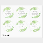 Waterverf Greenery Foliage Wedding Favor Ronde Sticker (Vel)
