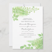 Waterverf Greenery Foliage Wedding Invitation Kaart (Voorkant)