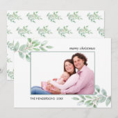 Waterverf Greenery Foto met kerstfeestdag Feestdagenkaart (Voorkant / Achterkant)