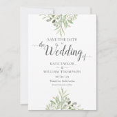 Waterverf Greenery Foto Script Weddenschap Save The Date (Voorkant)