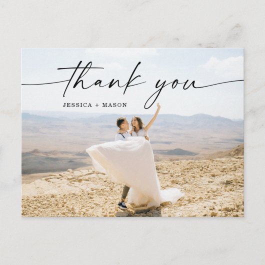 Waterverf Greenery Foto Weddenschap Hartelijk dank Briefkaart (Voorkant)