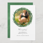 Waterverf Greenery Foto Zwangerschap Aankondiging (Voorkant / Achterkant)