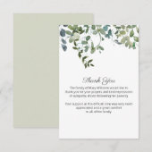 Waterverf Greenery Funeral Bereavement Hartelijk d Bedankkaart (Voorkant / Achterkant)