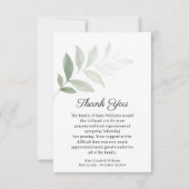 Waterverf Greenery Funeral Hartelijk dank Bedankkaart (Voorkant)