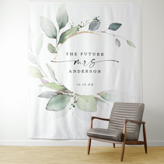Waterverf Greenery Future Mrs Photo Prop Backdrop Wandkleed (In situ)