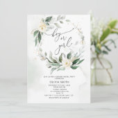 Waterverf Greenery gender reveal uitnodiging (Staand voorkant)