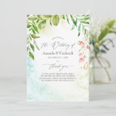 Waterverf Greenery Geometric Crystal Wedding Programma (Staand voorkant)