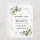 Waterverf Greenery Geometric Lijst Wedding Kaart (Voorkant)