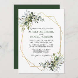 Waterverf Greenery Geometric Lijst Wedding Kaart