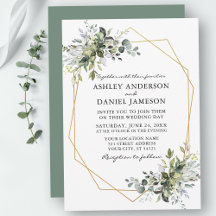 Waterverf Greenery Geometric Sage Green Wedding