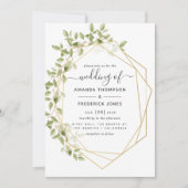 Waterverf Greenery Geometric Wedding Kaart (Voorkant)
