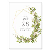 Waterverf Greenery Geometric Wedding Table Number Kaart (Achterkant)