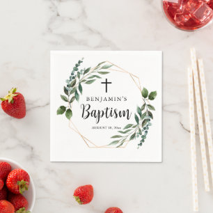 Waterverf Greenery Gold Baptism Napkins Servet