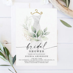 Waterverf Greenery Gold Bridal Shower Kaart