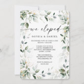 Waterverf Greenery Gold Elopement Celebration Kaart (Voorkant)