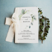 Waterverf Greenery Gold Folded Wedding Program Flyer
