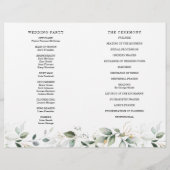 Waterverf Greenery Gold Folded Wedding Program Flyer (Achterkant)