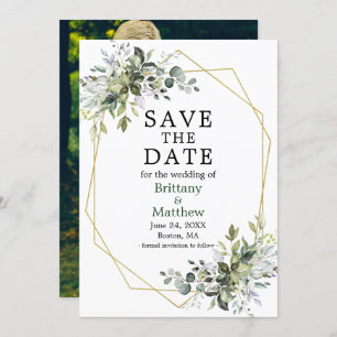 Waterverf Greenery Gold Geo Lijst Foto groen Save The Date