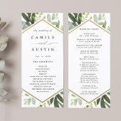 Waterverf Greenery Gold Hexagon Wedding Program Programma