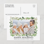 Waterverf Greenery Gold Lijst Prettige feestdagen Briefkaart (Voorkant / Achterkant)