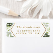 Waterverf Greenery Gold Script Retutingadres Etiket (Insitu)