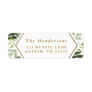 Waterverf Greenery Gold Script Retutingadres Etiket