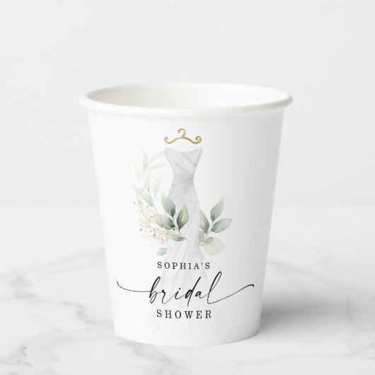 Waterverf Greenery Gold Vrijgezellenfeest Decor Papieren Bekers (Voorkant)