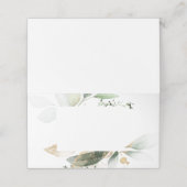 Waterverf Greenery Gold Wedding Place Card (Buitenkant ongevouwen)