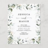 Waterverf Greenery Gold Wedding Program Budget Flyer (Voorkant)