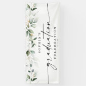 Waterverf Greenery Graduy Party Welkom Spandoek (Verticaal)